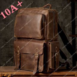 10A+ High quality bag British Handmade Top Layer Cowhide Backpack Men's Leather Travel Large Capacity Crazy Horse Computer bags tote