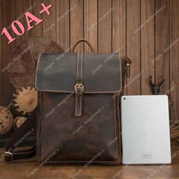 10A+ High quality bags Horse Handmade Commuting Cowhide Backpack Crazy for Men Computer Japanese and Casual Korean Leather Travel Bag