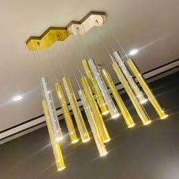 Nordic Bar Chandelier Hotel Lobby Restaurant LED Hanging Lighting Dining Island Home Decor Beauty Club Gold/Silver Pendant Lamps