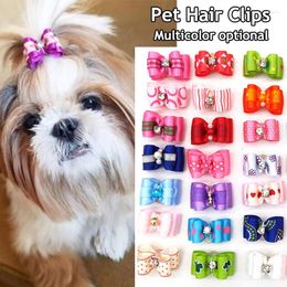 Dog Apparel 1 Pcs Pet Cat Hair Bows Random Colour Christmas Rubber Bands Handmade Boutique Grooming Accessories