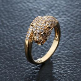 Cluster Rings Women's Fashion Personality Elegant Leopard Ring Wedding Engagement Party Jewelry Gift