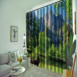 High Quality Waterproof Bathroom Curtain green landscape curtains Home Decoration