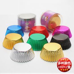 100pcs Foil Paper Cupcake Egg Tart Muffin Cupcakes Moulds Kitchen Cake Bakeware Maker Tray Birthday Wedding Party Cake Baking Cups BH8071 FF