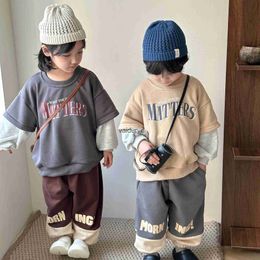 Hoodies Sweatshirts 2024 Spring New ldren Long Sleeve Casual Sweatshirt Fashion Letter Print Boys Girls Pullover Kids Loose Tops Baby Clothes H240508