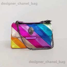 Shoulder Bags Rainbow Women Handbag Wave Pattern Eagle Icon Head On Front Jointing Colorful Cross Body Bag Patchwork Shoulder Bag T240119