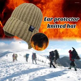 Berets Weather Thermal Hat Cozy Plush Knit Winter With Ear Protection Anti-slip Design For Unisex Cycling Soft Warm Dome Windproof