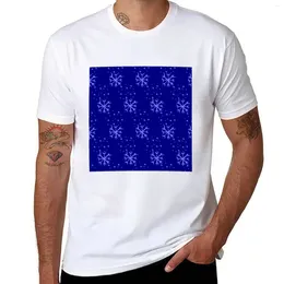Men's Polos Blue Snowflakes. Christmas Winter T-Shirt Vintage T Shirt Edition Oversized Mens Graphic T-shirts Funny