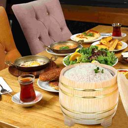 Dinnerware Sets Sushi Making Serving Rice Steamer Round Container With Lid Wooden Storage Containers