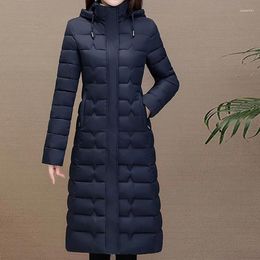 Women's Trench Coats 2024 Hooded Slim Women Long Cotton Coat Lace-up Fashion Elegant Office Lady Warm Parkas Winter Simplicity Thicken