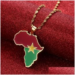 Pendant Necklaces Africa Burkina Faso Map Flag Necklace Gold Colour Stainless Steel African Jewellery Gift Drop Delivery Dh43U