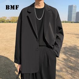 Korean Style Hip Hop Loose Plus Size Suit Male Kpop Oversized Tops Men'S Clothing Ulzzang Fashion Coat Streetwear Jackets 240117