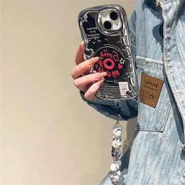 Cell Phone Cases Korean Cute Spice Girls Graffiti English Records Soft Case For iPhone 14 13 12 11 Pro Max XS XR XSMax Bracelet Shockproof Cover J240418