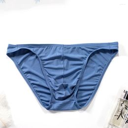 Underpants Youth Micro Thread Brief For Men Comfortable Underwear Convex Pouch Panties Thin Ice Silk Shorts Young Elastic