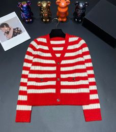 Designer Womens Sweaters Cardigan Knitting Jacket Fashion Pullover Wool Women's Clothing Letter Knitwear Red Colorblock Stripes High Quality Women's Coats SML