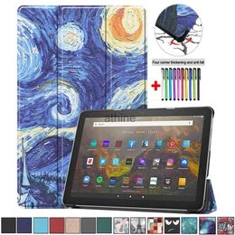 Tablet PC Cases Bags Slim Lightweight Trifold Tablet Case For New Kindle Fire HD10 2021 Cover For All-New Fire HD 10 Plus Smart Flip Stand Funda Gift YQ240118