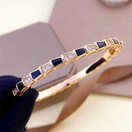 Designer bracelet bangle luxury Jewellery woman 18K rose gold silver red green agate snake diamond bracelets jewelrys designers girl lady paty birthday gift 77X1