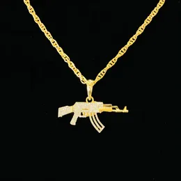 Pendant Necklaces Fashion Hip Hop Crystal Rifle Personality Cool Rap Trend Big Necklace For Men Gift