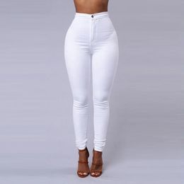 Solid Colour Skinny Jeans Woman White Black High Waist Render Jeans Vintage Sexy Long Pants Femme Casual Pencil Pants Denim Jeans 240117