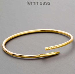 3mm Thinner Nail Bracelet Designer New Luxury Fashion Unisex Cuff Couple Bangle Gold Titanium Steel Jewellery Christmas Gift AccessoriesICIT ICIT