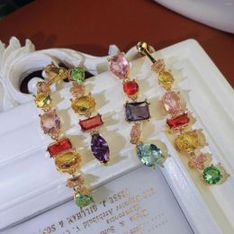Dangle Earrings French Geometry Gem Handmade Luxury High-end Colourful Long Eardrop For Women Summer Sweet Girl Fine Jewellery