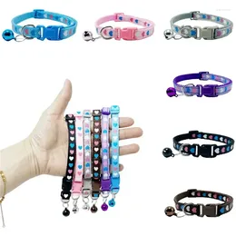 Dog Collars Cute Pet Cats Collar Colourful Pattern Bell Adjustable For Kitten DIY Ring Necklace Accessories