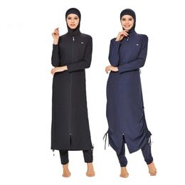 3PCS Muslim Modest Swimwear Abaya Swimsuit For Women Abayas Hijab Islamic Long Sleeve Full Cover Ups Swimming Suit Swim 240117