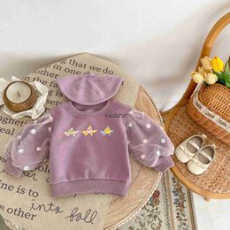 Clothing Sets Winter New Baby Fleece Warm Sweatshirt Fashion Flower Print Newborn Plus Velvet Thick Clothes Infant Gauze Long Sleeve Pullover H240508