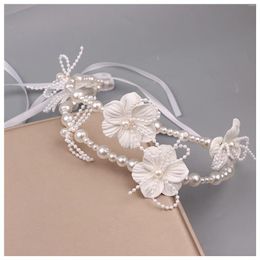 Necklace Earrings Set 2Pcs Bridal Jewellery For Women Silk Flower Lacing Hair Vines Headband Banquet Wedding Masquerade