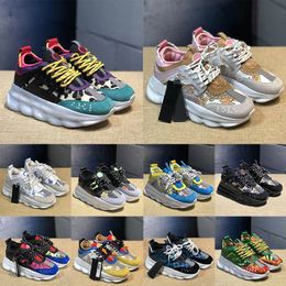 OG Original Chain Reaction Designer Casual Shoes Women Mens Oversized Trainers Multi-Color Leopard Pink Black Mesh Suede Italy Brand Platform Loafers Sneakers