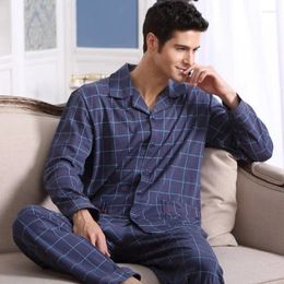 Men's Sleepwear Men Pajamas Set Lounge Plaid Pyjamas Long Sleeve 2024 Spring Autumn Loungewear Male Homewear Home Clothes