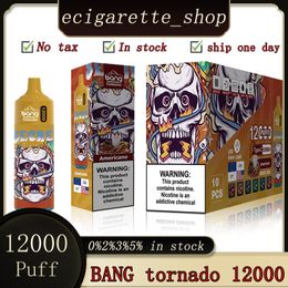 Original Bang tornado 12000 Puff E Cigarettes Rechargeable Disposable Vape puff 12k Mesh Coil LED Colour Lights 23ml Pre-filled puff 12000 Vaporizers bang box 12000