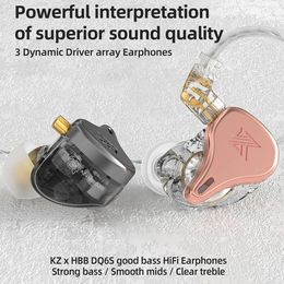 Headphones KZ DQ6S Inear Earphone 3 Unit Movingcoil Mega Bass HiFi Sound Monitor Music Earphone for Phone