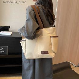 Shopping Bags IKE MARTI Zipper Canvas Tote Bag for Women Multi Pockets Shopping Bag Large Capacity Go Out Crossbody Bag Shoulder Shipper Bag Q240118