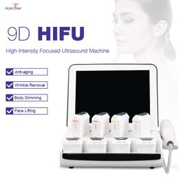 Uso do salão de beleza máquina de beleza hifu remoção de rugas smas face lifting anti-envelhecimento corpo moldar máquina 8 cartuchos frete grátis