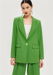 Women's Two Piece Pants Green Women Suits 2 Pieces One Button Jacket With Wide Leg Blazer Set Formal Party Prom Dress Custom Made