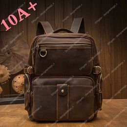 10A+ High quality bag Strap Handmade Crazy Horse Skin Men's Backpack 2024 New Trend Personalised Genuine Shoulder Leather Wide Travel Cowhide bags