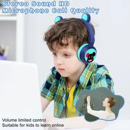 Headphones Cute Bears Wired Headset Over Ear Gamer Headphones Surround Sound Stereo Earphone with MicroPhone Girl Gift For Game PC Laptop