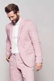 Men's Suits Latest Casual Pink Mens 2 Pcs Costume Homme Grooms Wedding Tuxedos Terno Masculino Slim Fit Prom Blazer (Jacket Pants)