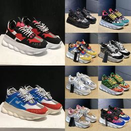 Wholesale Chain Reaction Designer Casual Shoes Pink White Black Mesh Suede Women Mens Multi-Color Leopard Platform Sneakers Italy Brand Oversized Trainers 36-45