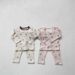 Piżama urocza kreskówka druk ldren stroje jesienne nowe ubrania dla niemowląt