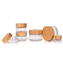 5g 10g 20g 30g 50g 100g Empty Glass Jars Natural Bamboo Cap Face Cream Bottle Wax Container Clear Storage Frosted bottle Moonrock Jars Concentrate Dab Jar