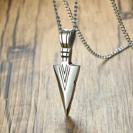 Arrow Tag Necklace, 14K White Gold V Chevron Pendant Men Dainty Jewellery