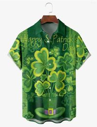 Men's Casual Shirts Fashion Shirt Happy St.Patrick's Day Graphic 3D Print Daily Green Clover Lapel Short Sleeve Festival Clothing