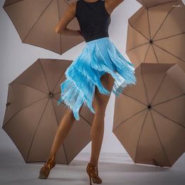 Stage Wear Latin Dance Skirt Oblique Spelling Multi-layered Tassel National Standard Practice Uniform Ballet