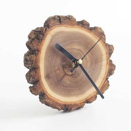 Desk Table Clocks Creative pure natural stump wood texture desktop small table clock YQ240118