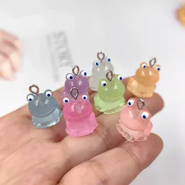 Charms 10pcs Korea Colorful Fluorescent Frog For Jewelry Making Animals Charm Crafts DIY Earring Bracelet Pendants Accessories