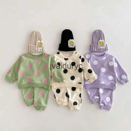 Clothing Sets 2024 Spring New Baby Long Sleeve Clothes Set Infant Boy Girl Cute Polka Dot Sweatshirt + Pants 2pcs Suit Toddler Casual Outfitsvaiduryc