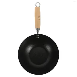 Pans Flat Bottom Wok Frying Pan Kitchen Supply Non Stick Induction Cooker Round Wrought Iron Household