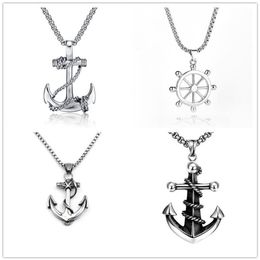 Chains Stainless Steel Sea Anchor Sailor Men Necklaces Chain Pendants Punk Rock Hip Hop Unique For Male Boy Fashion Jewellery Gifts336F