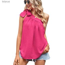 Women's Blouses Shirts Women's Off-Shoulder Butterfly Knot Womens Tops with Single Shoulder Tank Top Sexy Casual Women's Blouse Summer New Arrival YQ240118